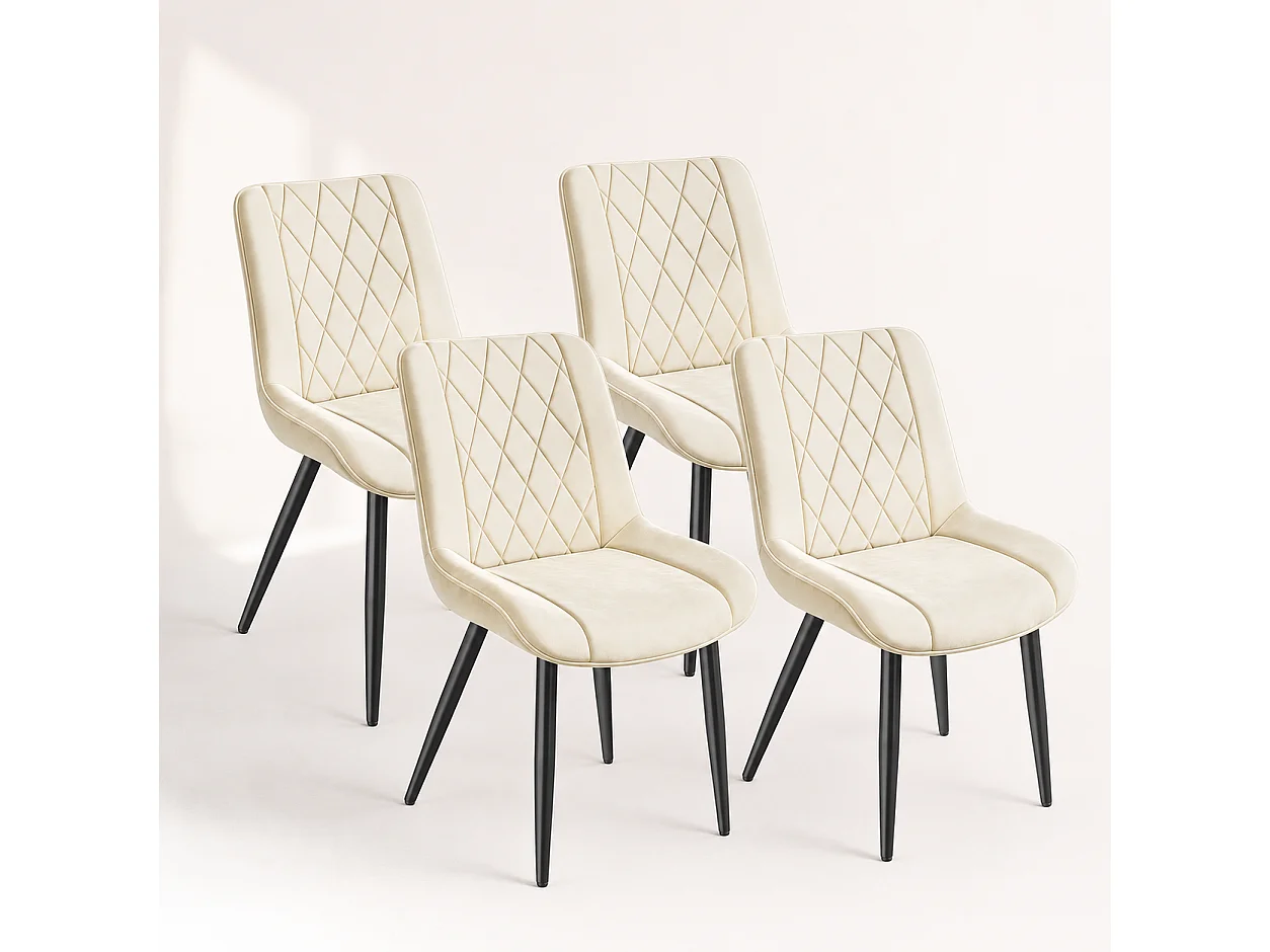 HavenlyHome - Lot de 4 Chaises Salle à Manger, Velours Beige, Assise Rembourrée, Ergonomique, Réglables,Pour Salon Chambre à Coucher