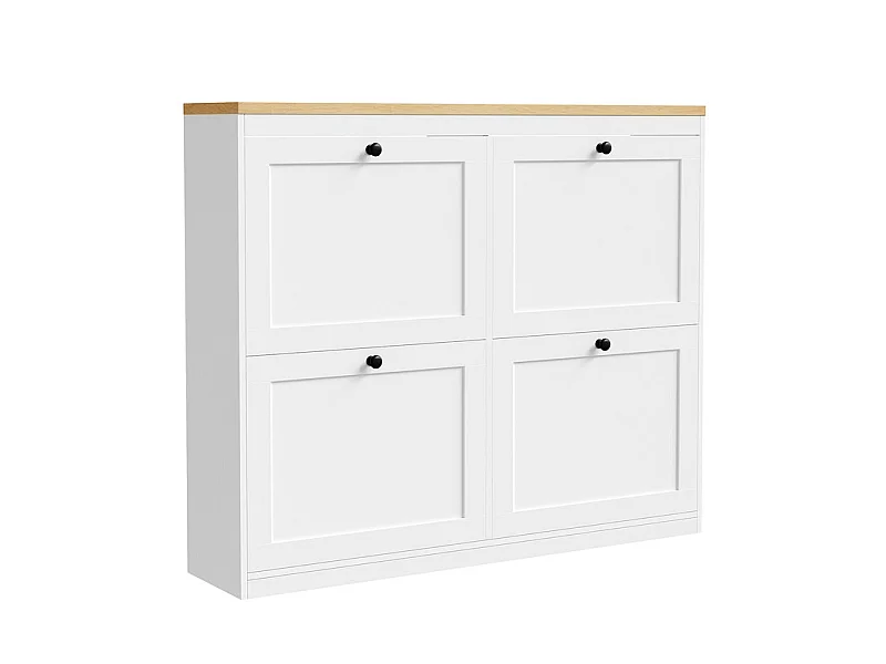 Meuble à Chaussures HavenlyHome, 4 Porte, 2 Compartiment, Étagères Réglables, 16 à 24 Paire, pour Couloir Entrée, 105x24x83cm,Blanc