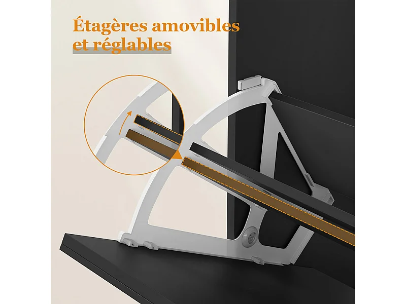 Meuble à Chaussures HavenlyHome, 4 Porte, 2 Compartiment, Étagères Réglables, 16 à 24 Paire, pour Couloir Entrée, 105x24x83cm, Noir