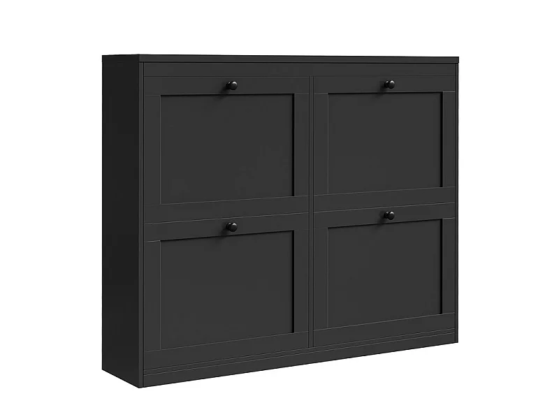 Meuble à Chaussures HavenlyHome, 4 Porte, 2 Compartiment, Étagères Réglables, 16 à 24 Paire, pour Couloir Entrée, 105x24x83cm, Noir