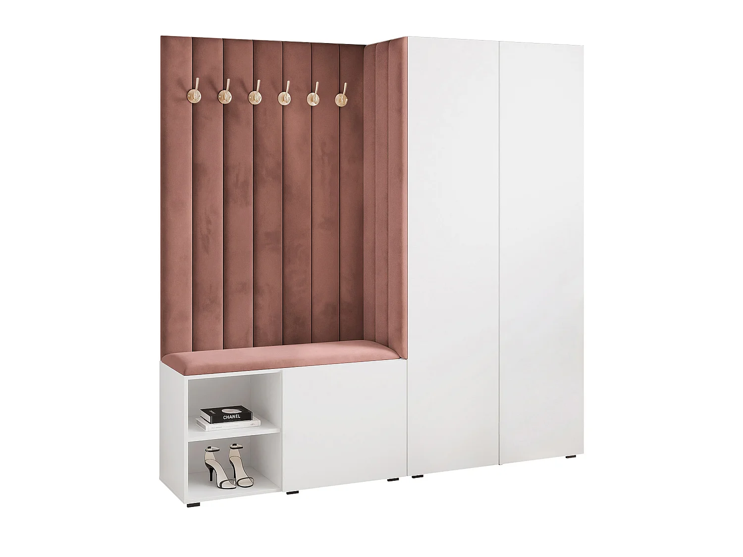 Vestiaire Aria 190 cm Blanc Rembourré Rouille Soft-Close Push-to-Open