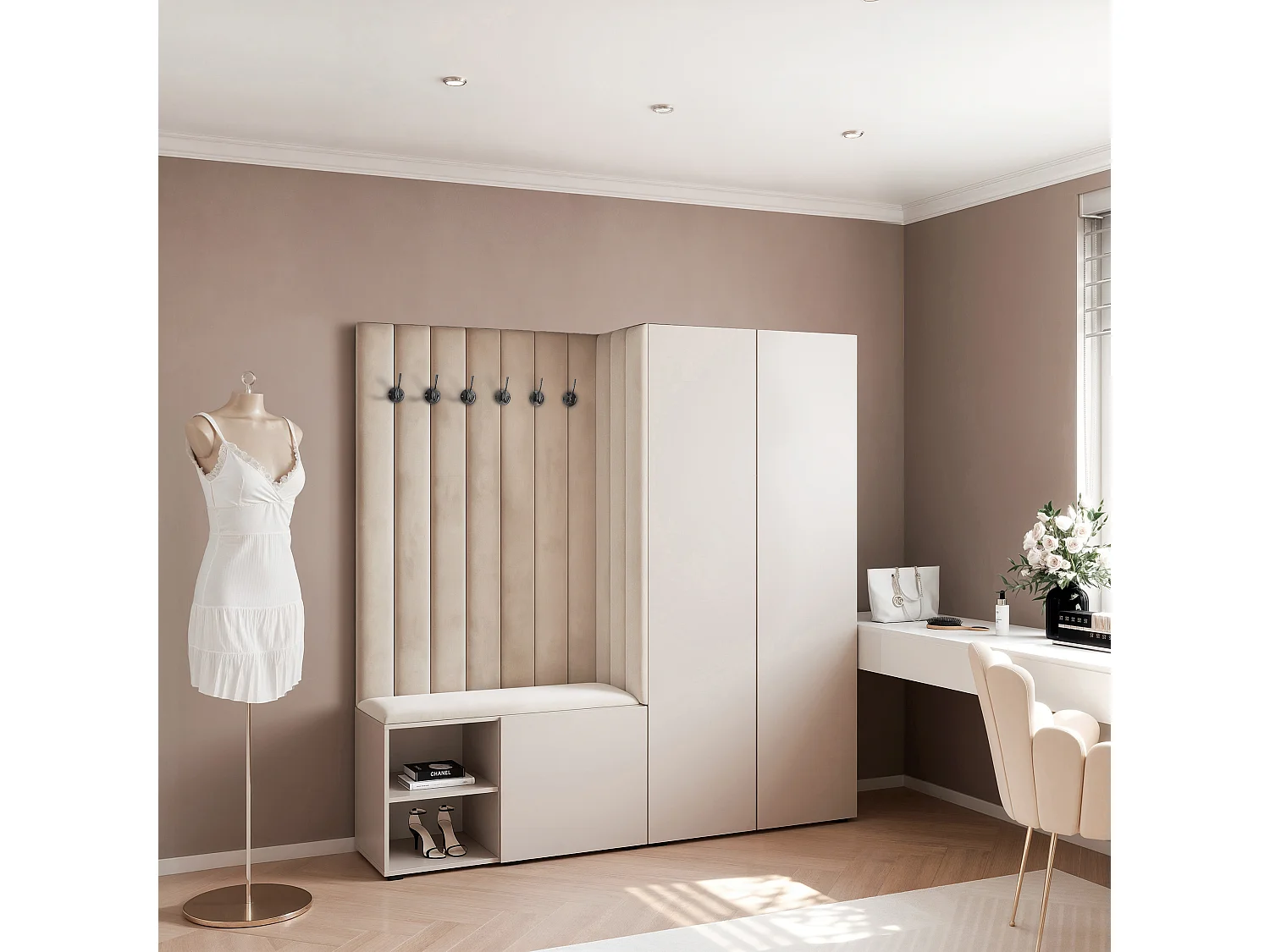 Vestiaire Aria 190 cm Cachemire Rembourré Cachemire Soft-Close Push-to-Open