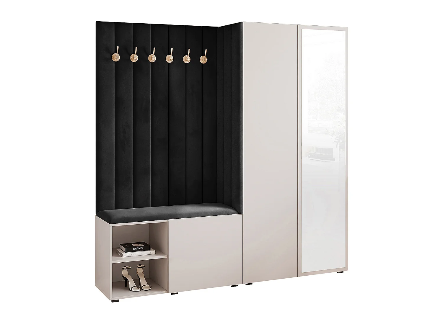 Vestiaire Aria 190 cm Cachemire Rembourré Noir Soft-Close Push-to-Open