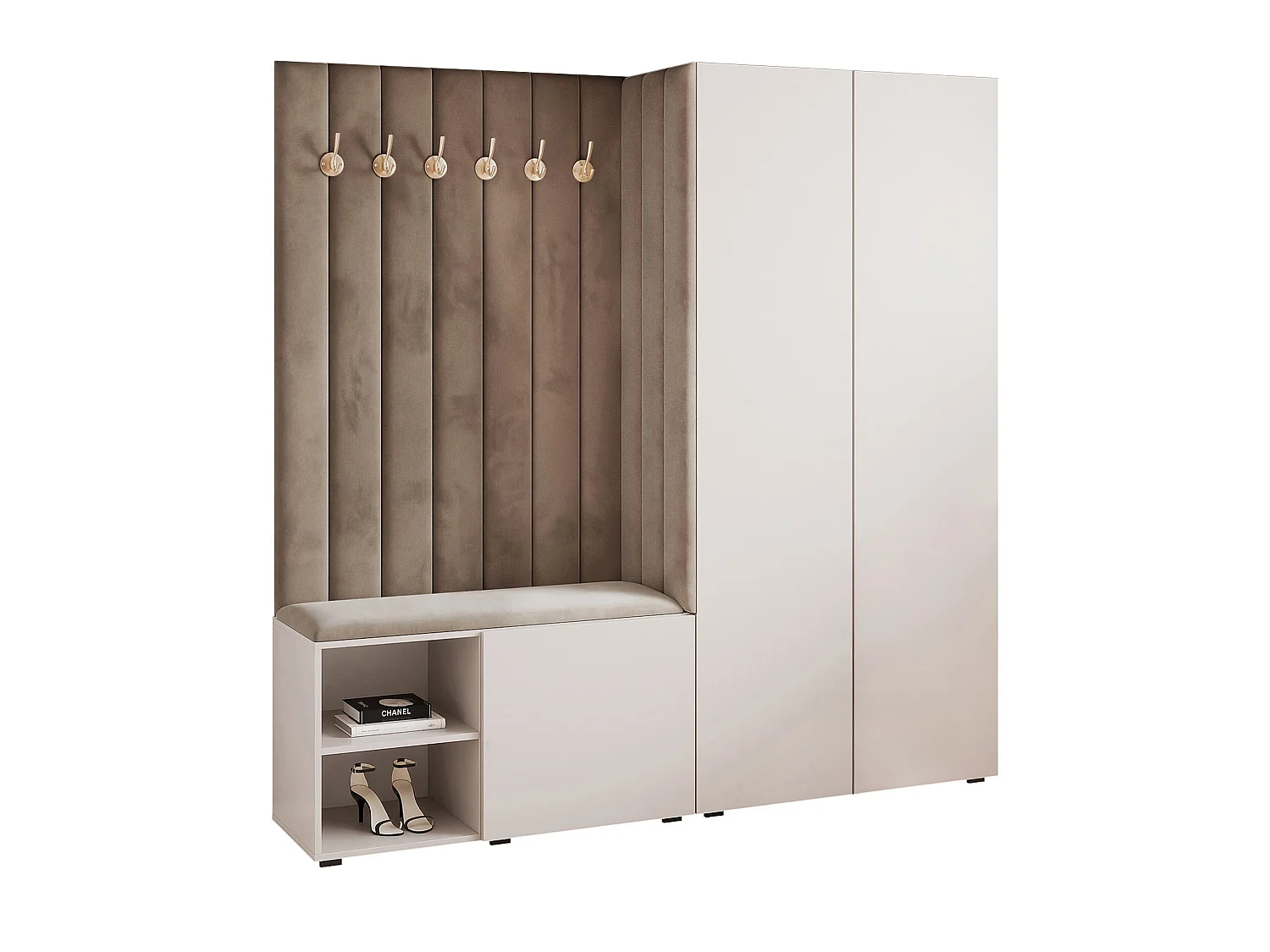 Vestiaire Aria 190 cm Cachemire Rembourré Taupe Soft-Close Push-to-Open