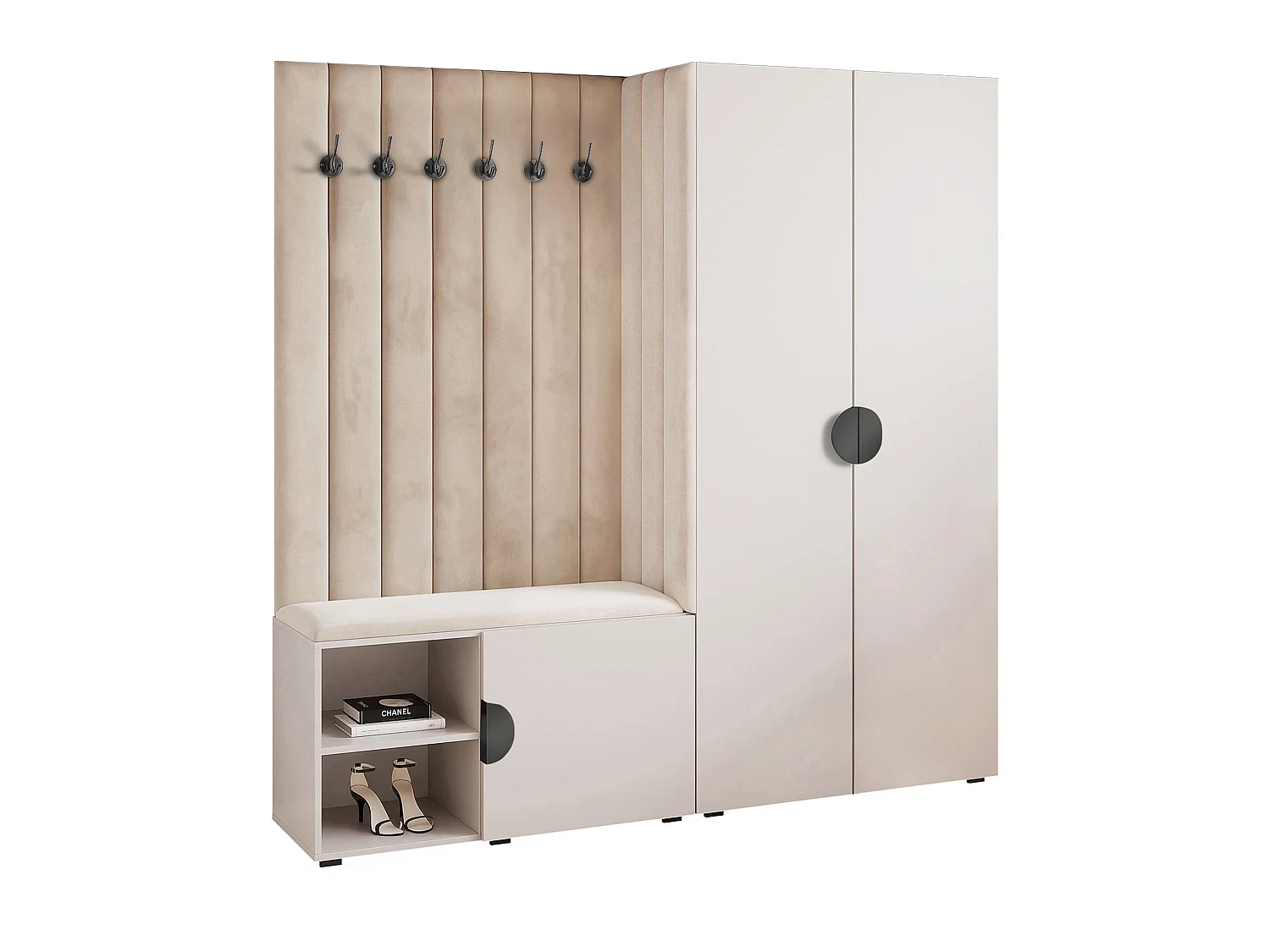 Vestiaire Aria 190 cm Cachemire Rembourré Cachemire Soft-Close Poignées Noir