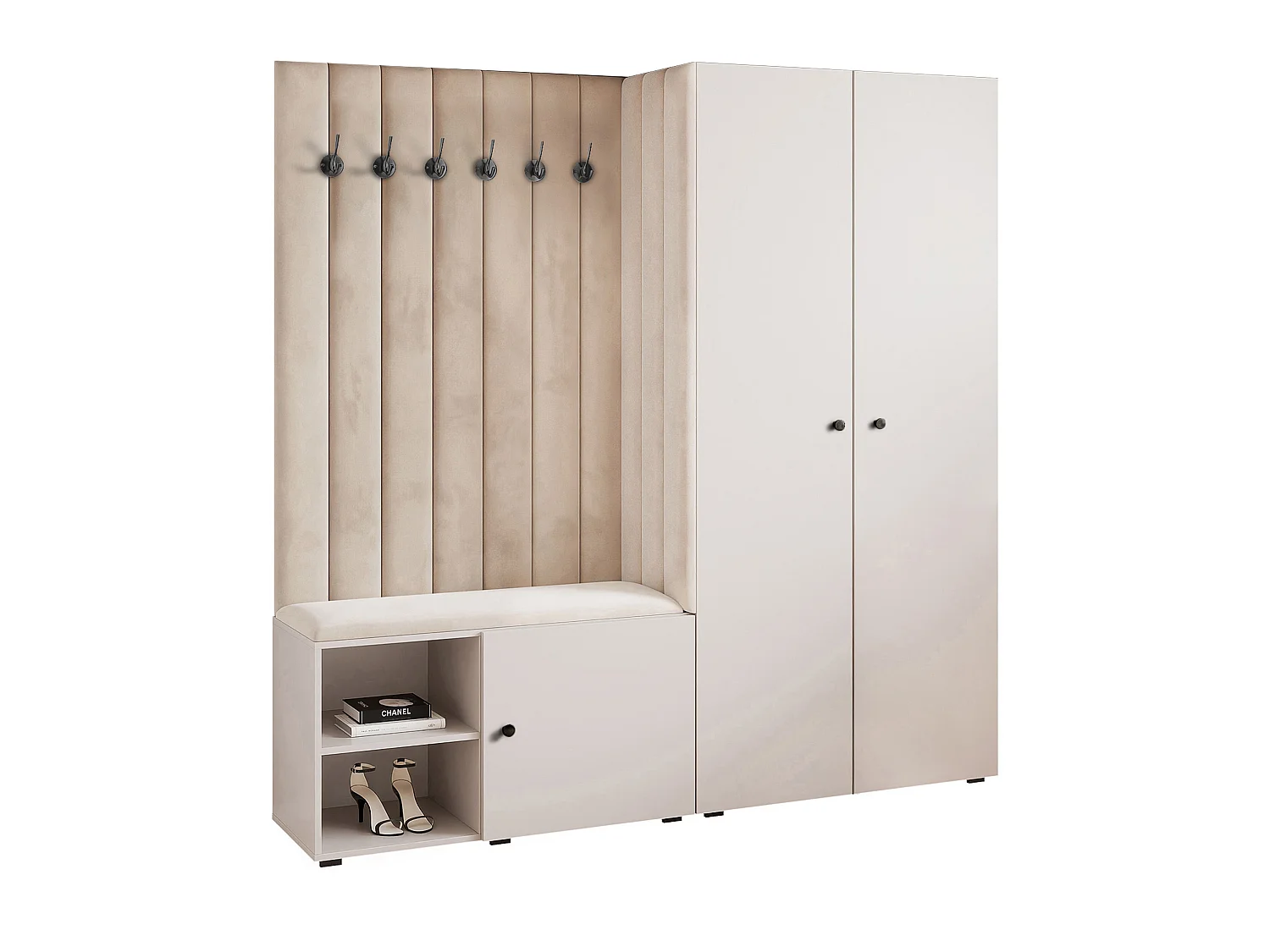 Vestiaire Aria 190 cm Cachemire Rembourré Cachemire Soft-Close Poignées Noir