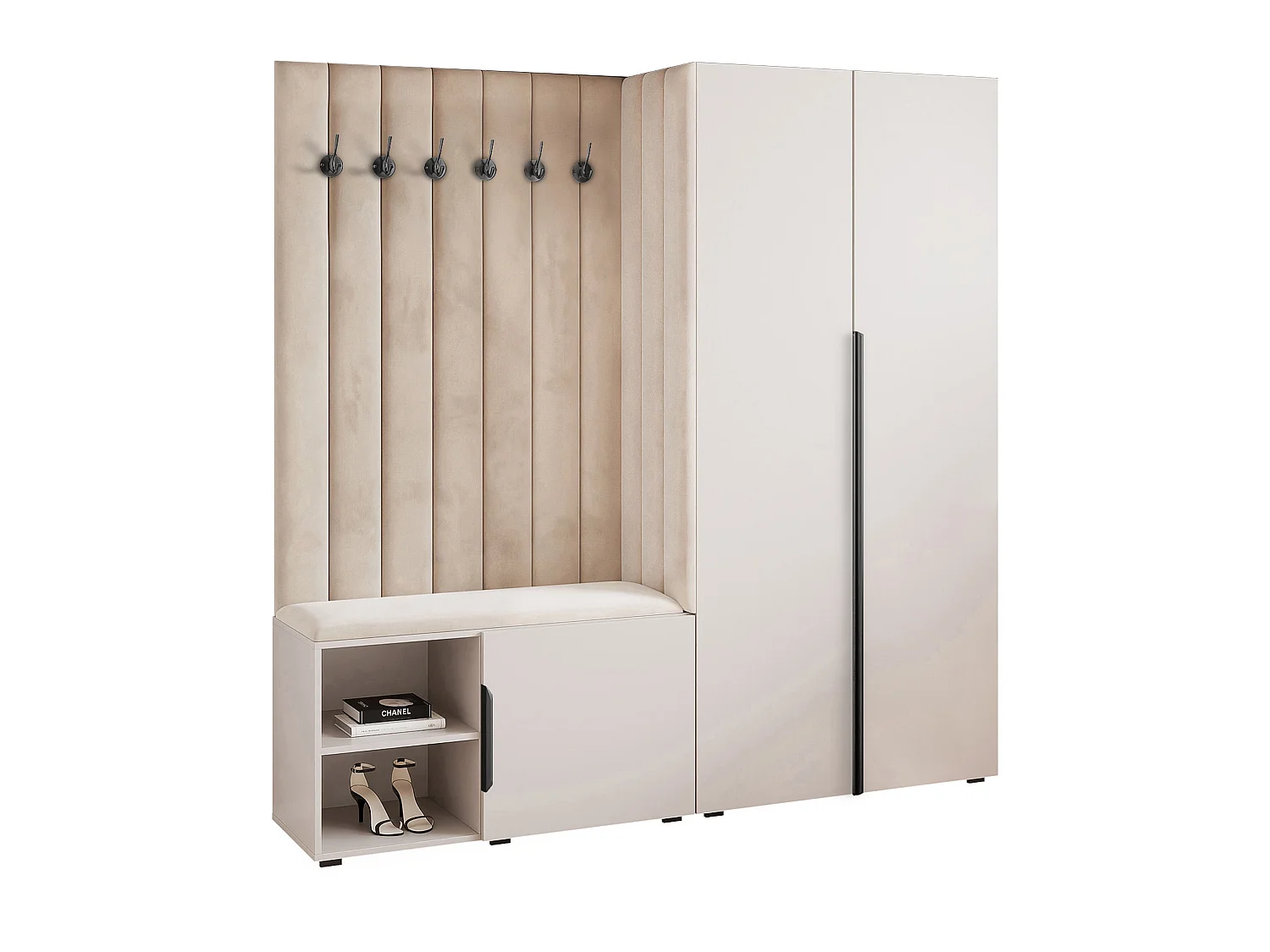 Vestiaire Aria 190 cm Cachemire Rembourré Cachemire Soft-Close Poignées Noir