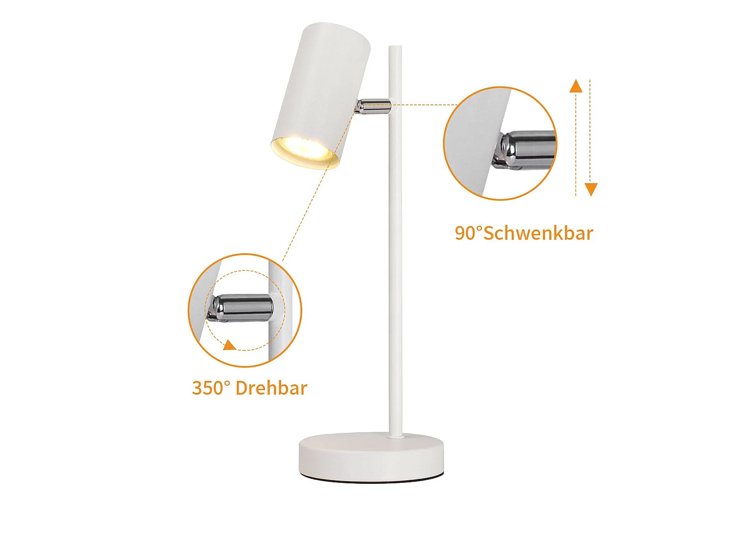 ZMH Lampe de table LED salon pivotante 350° GU10 lampe de table métal pour bureau
