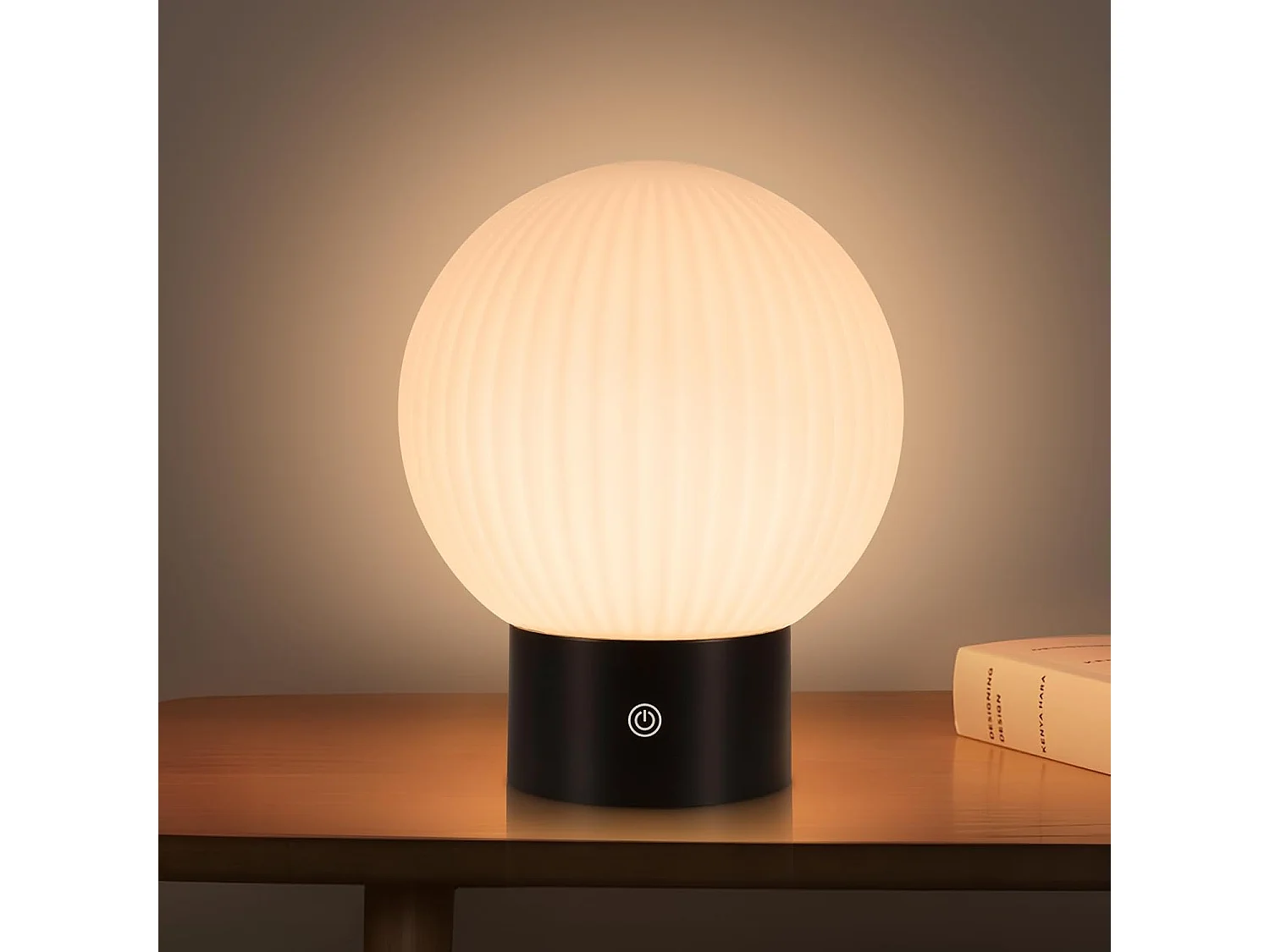 ZMH Lampe de chevet LED blanc rechargeable sans fil lampe de table intensité variable ronde tactile pour chambre