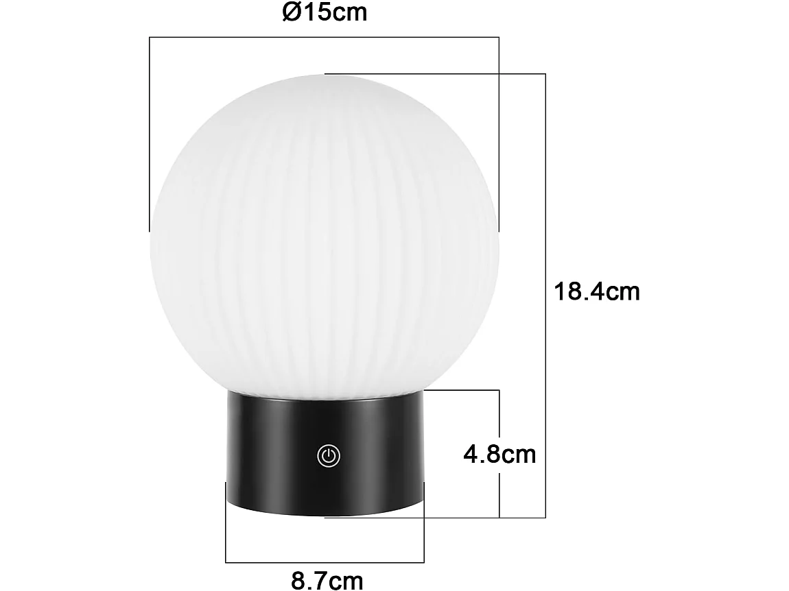 ZMH Lampe de chevet LED blanc rechargeable sans fil lampe de table intensité variable ronde tactile pour chambre