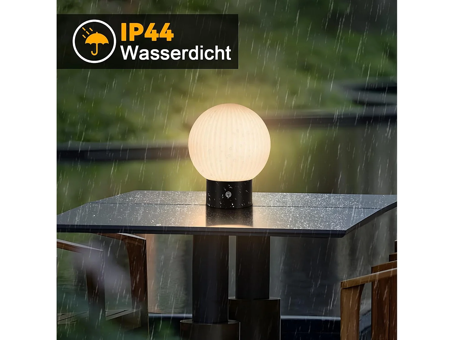 ZMH Lampe de chevet LED blanc rechargeable sans fil lampe de table intensité variable ronde tactile pour chambre