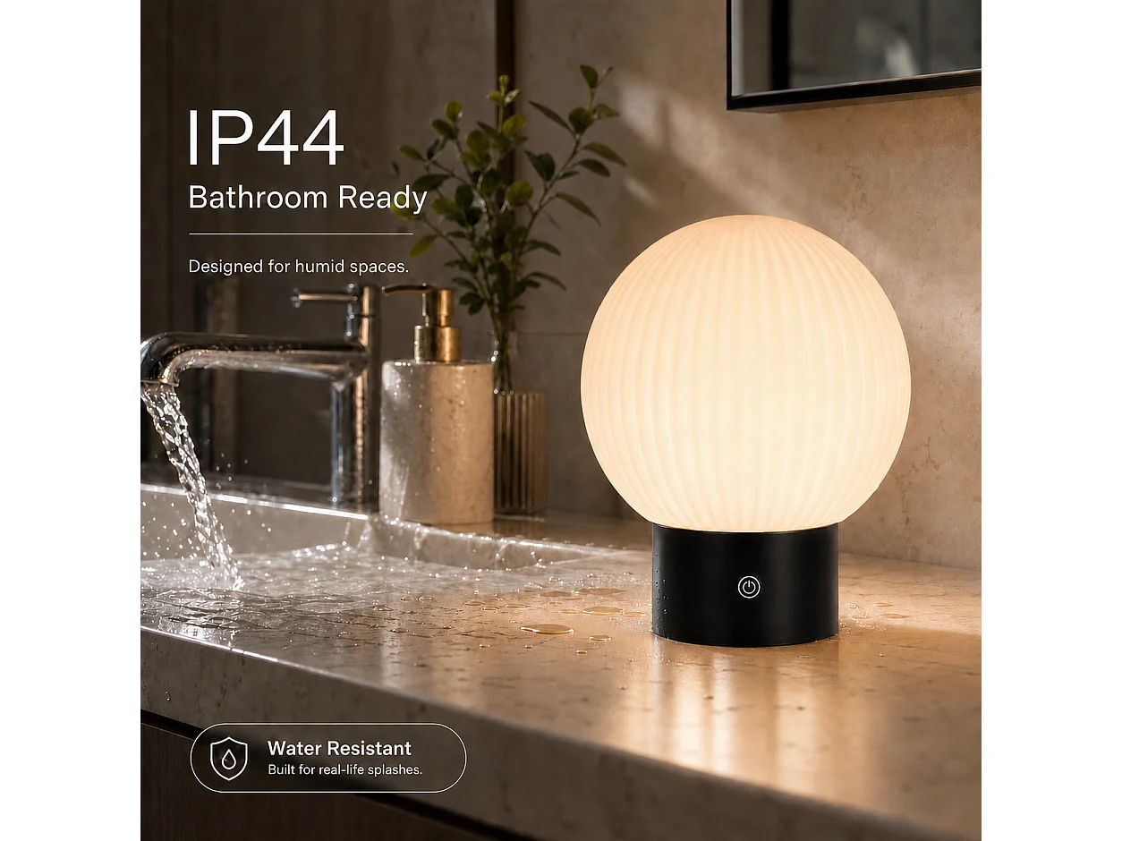 Lampe à poser Design et verre texturé blanc- D.15 x H.18.4 cm - Noir-ZMH