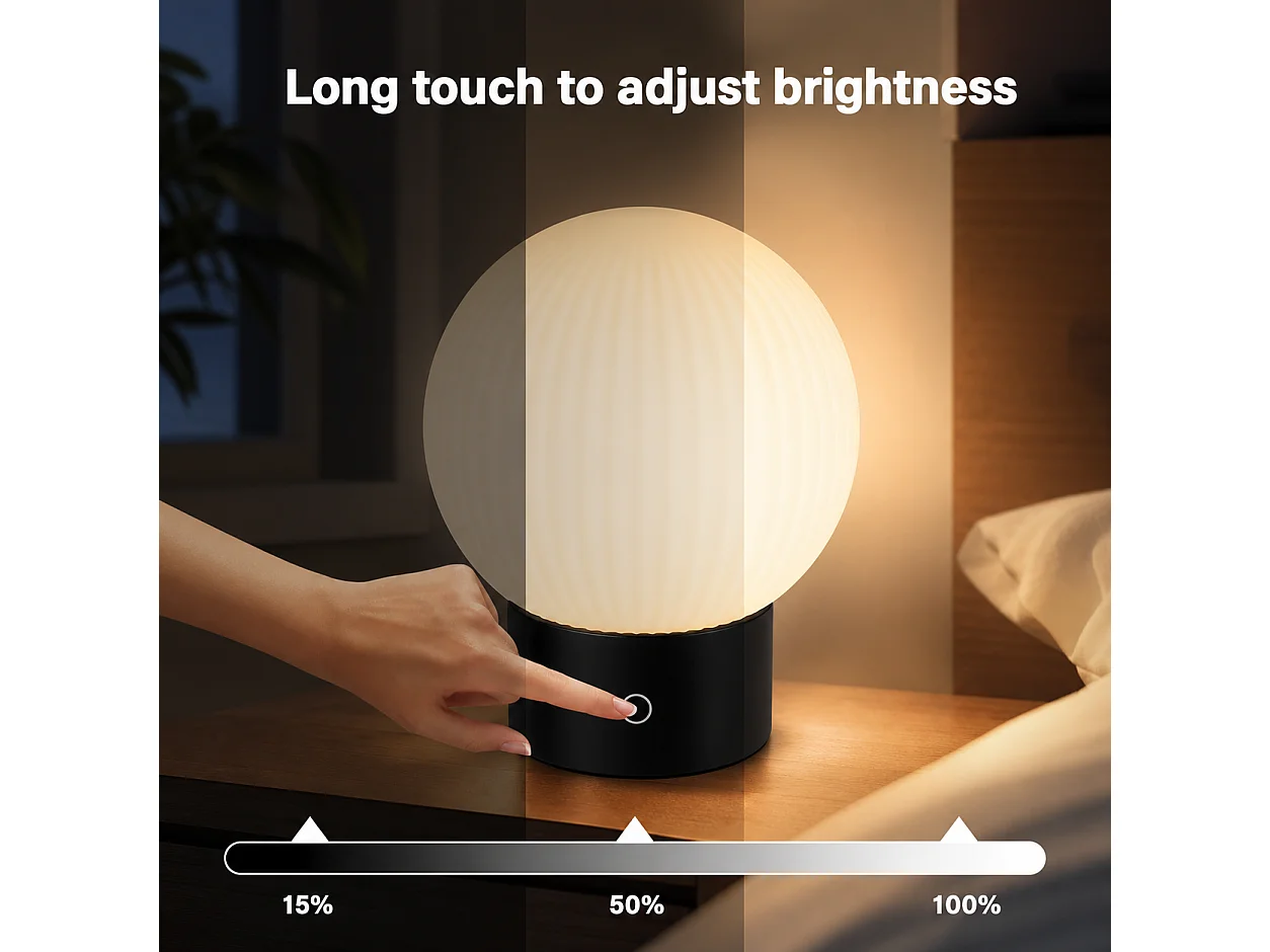Lampe à poser Design et verre texturé blanc- D.15 x H.18.4 cm - Noir-ZMH