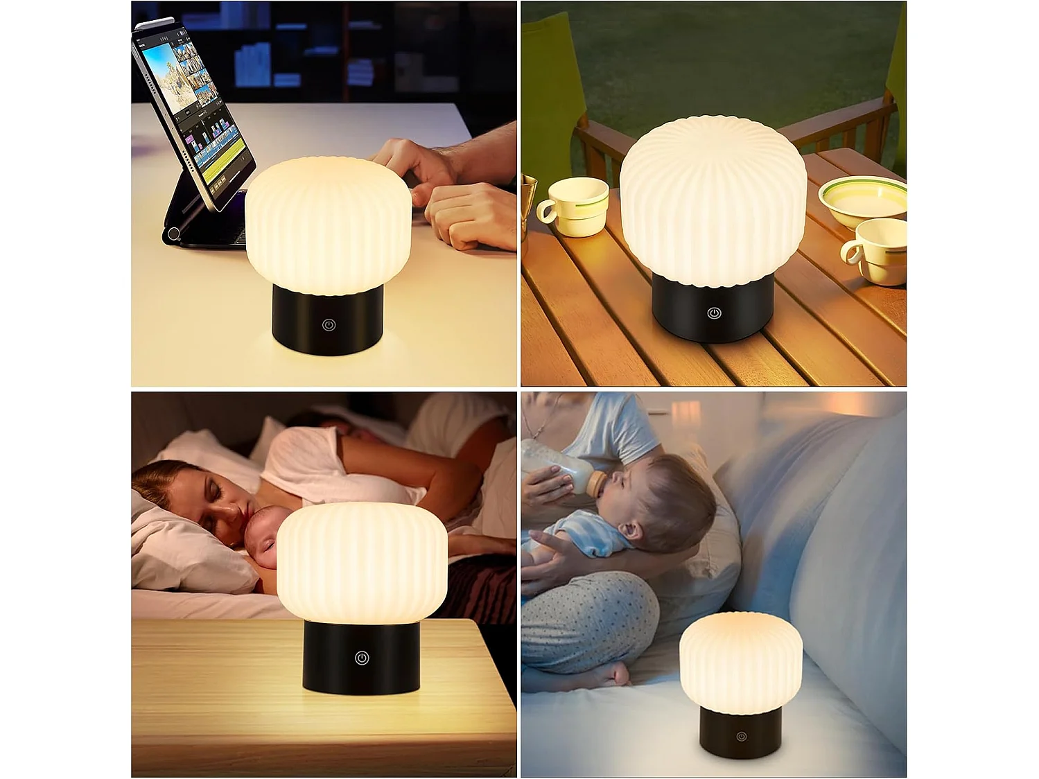 ZMH Lampe de chevet LED blanc rechargeable sans fil lampe de table intensité variable tactile pour chambre
