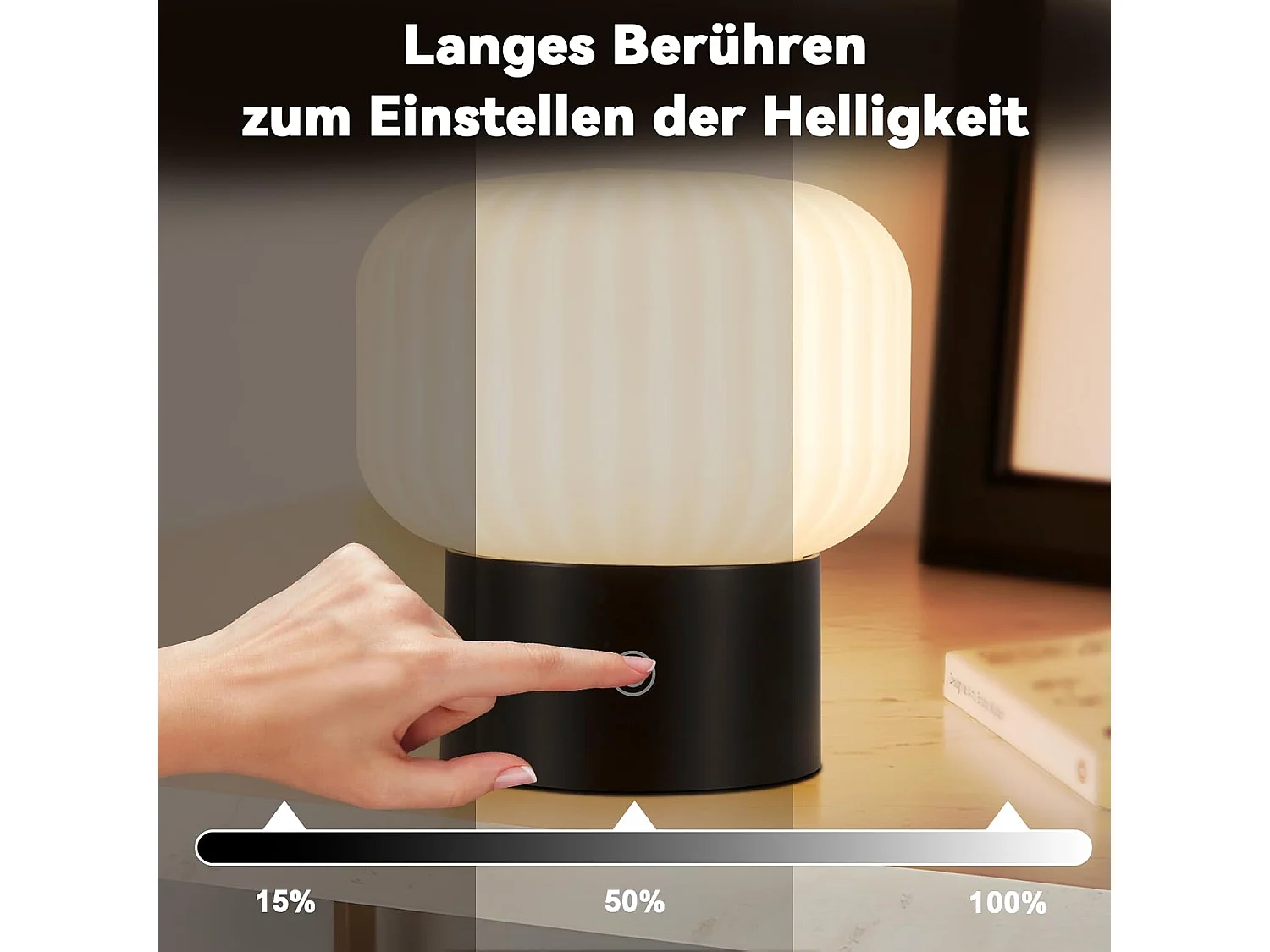 ZMH Lampe de chevet LED blanc rechargeable sans fil lampe de table intensité variable tactile pour chambre
