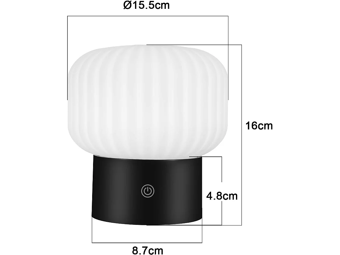 ZMH Lampe de chevet LED blanc rechargeable sans fil lampe de table intensité variable tactile pour chambre
