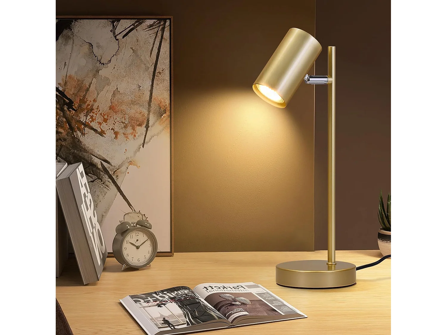 ZMH Lampe de table LED salon pivotante 350° GU10 lampe de table métal pour bureau