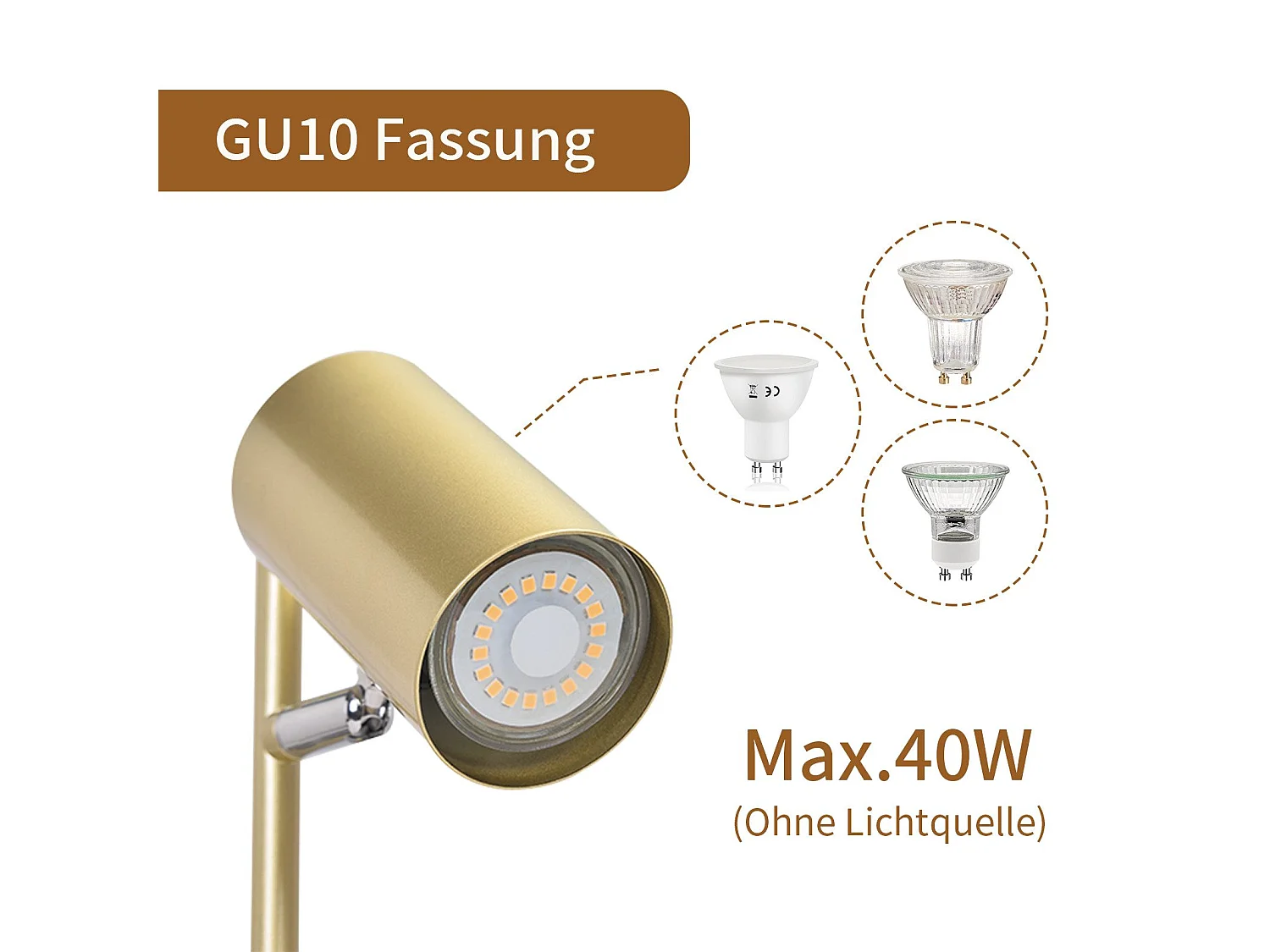 ZMH Lampe de table LED salon pivotante 350° GU10 lampe de table métal pour bureau