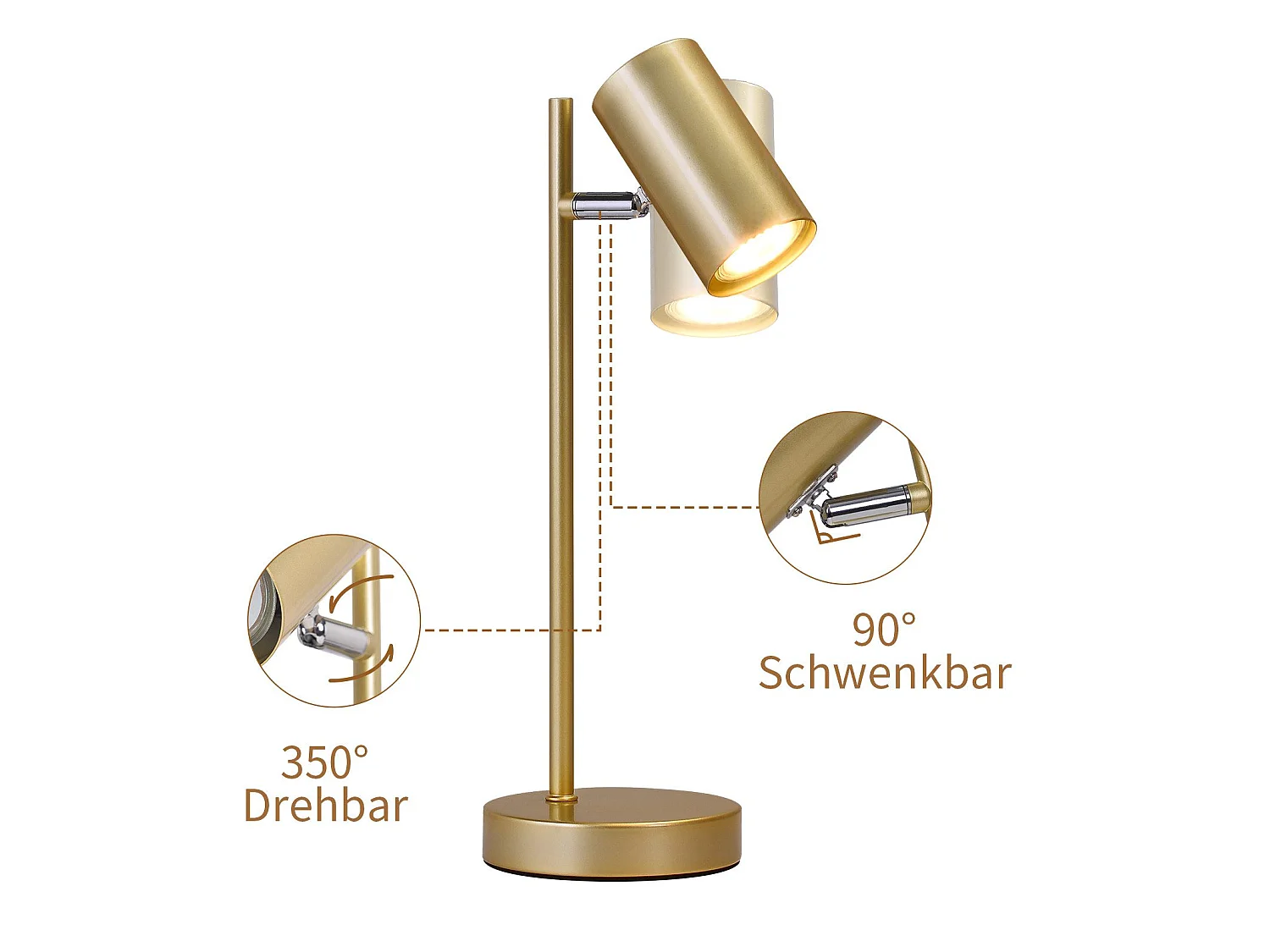 ZMH Lampe de table LED salon pivotante 350° GU10 lampe de table métal pour bureau