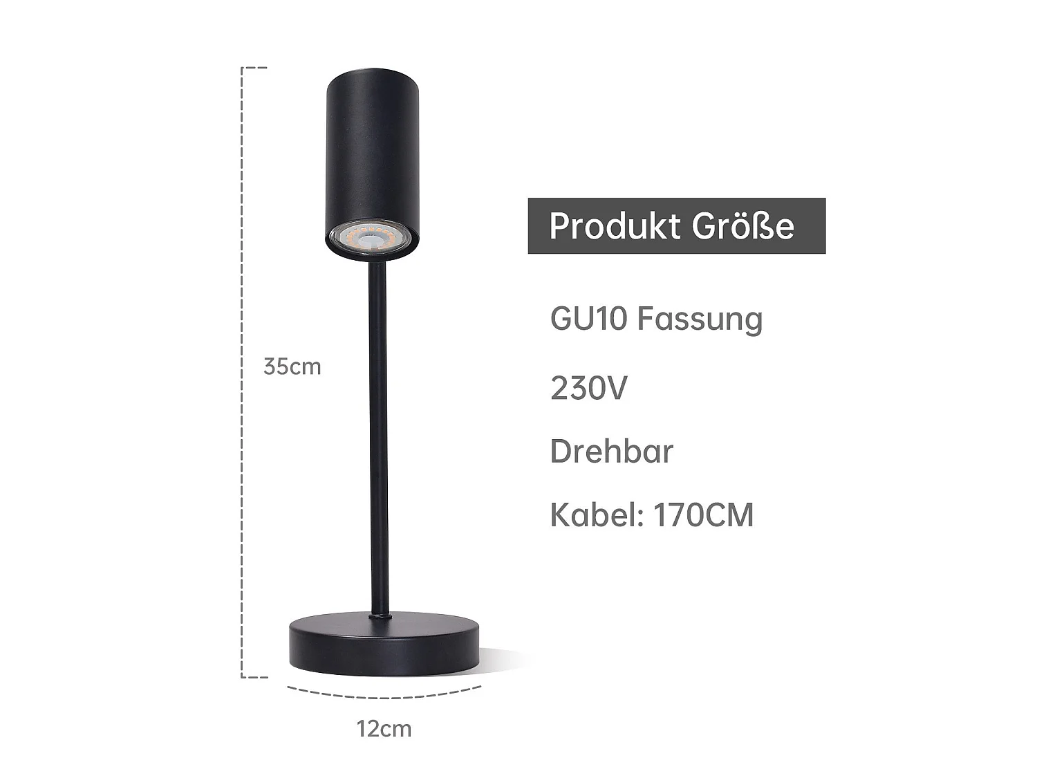 ZMH Lampe de table LED salon pivotante 350° GU10 lampe de table métal pour bureau