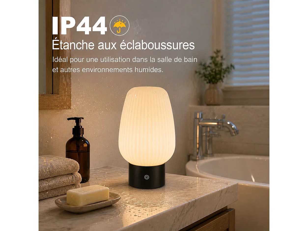 ZMH Lampe de chevet LED blanc rechargeable sans fil lampe de table intensité variable tactile pour chambre