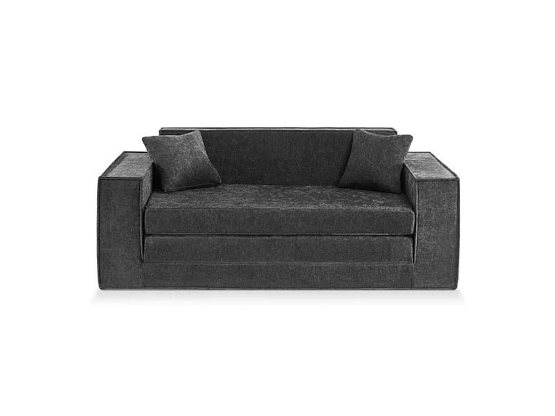 Canapé Lit 2 Places 3 En 1 – Pliable, Compact Pour Salon Et Chambre, Gris