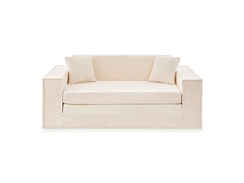Canapé Lit 2 Places 3 En 1 – Pliable, Compact Pour Salon Et Chambre, Blanc