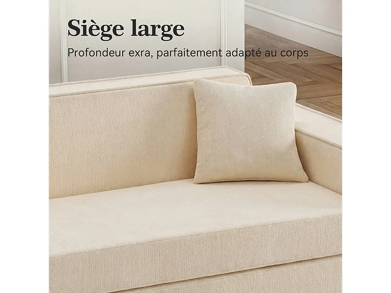 Canapé Lit 2 Places 3 En 1 – Pliable, Compact Pour Salon Et Chambre, Blanc
