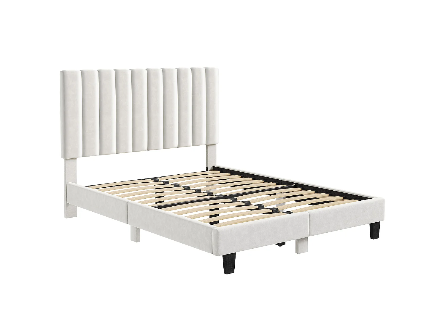 Lit 180x200 cm - HavenlyHome - Beige Velours Tête de Lit Réglable, Montage Facile, Silencieux,Avec Rangement,Adulte Pour 2 Personnes