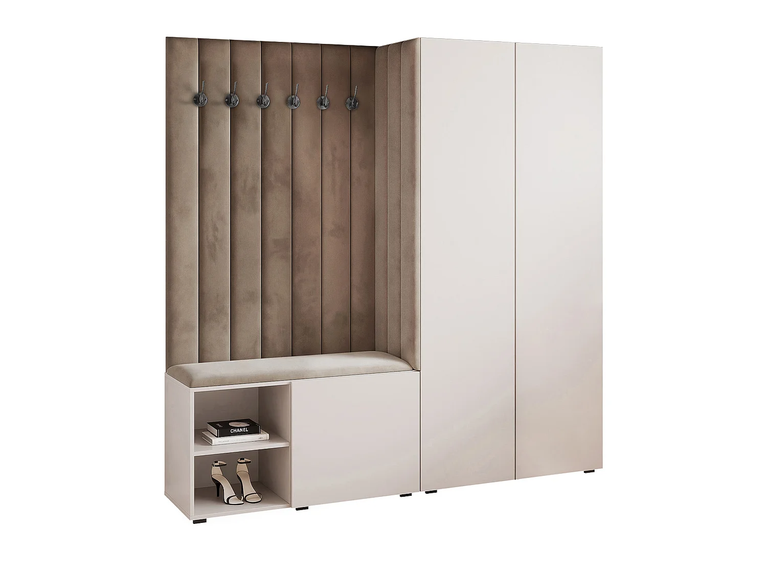 Vestiaire Aria 190 cm Cachemire Rembourré Taupe Soft-Close Push-to-Open