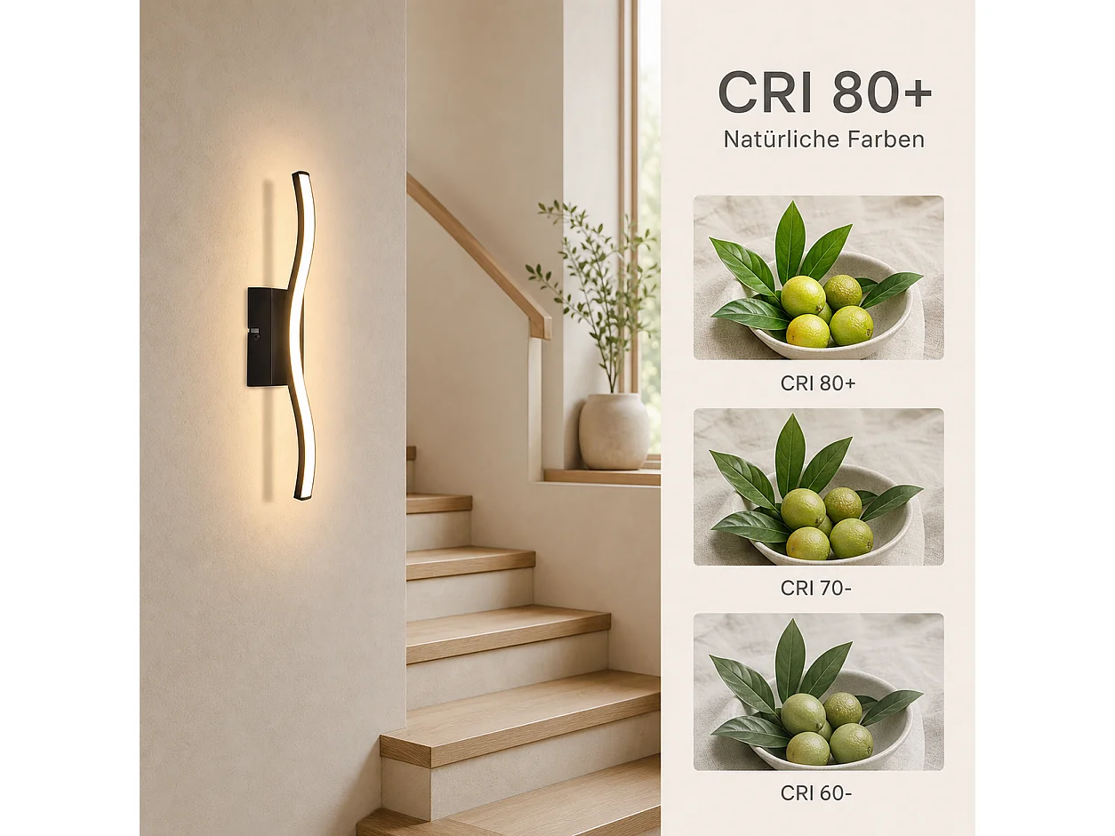 ZMH Applique Murale Moderne Noir 6W Design Vague 3000K Blanc Chaud Pour Salon Chambre Cuisine Couloir