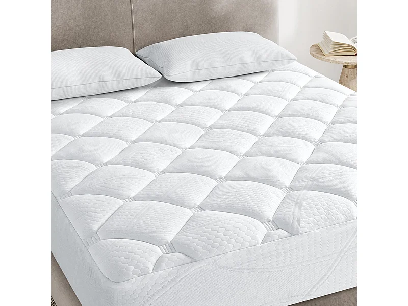 Surmatelas 180x200 cm INRE - Confort Optimal - Moelleux, Anti-acarien, Respirant - Poche Profonde - pour Matelas 2 Places - Lavable