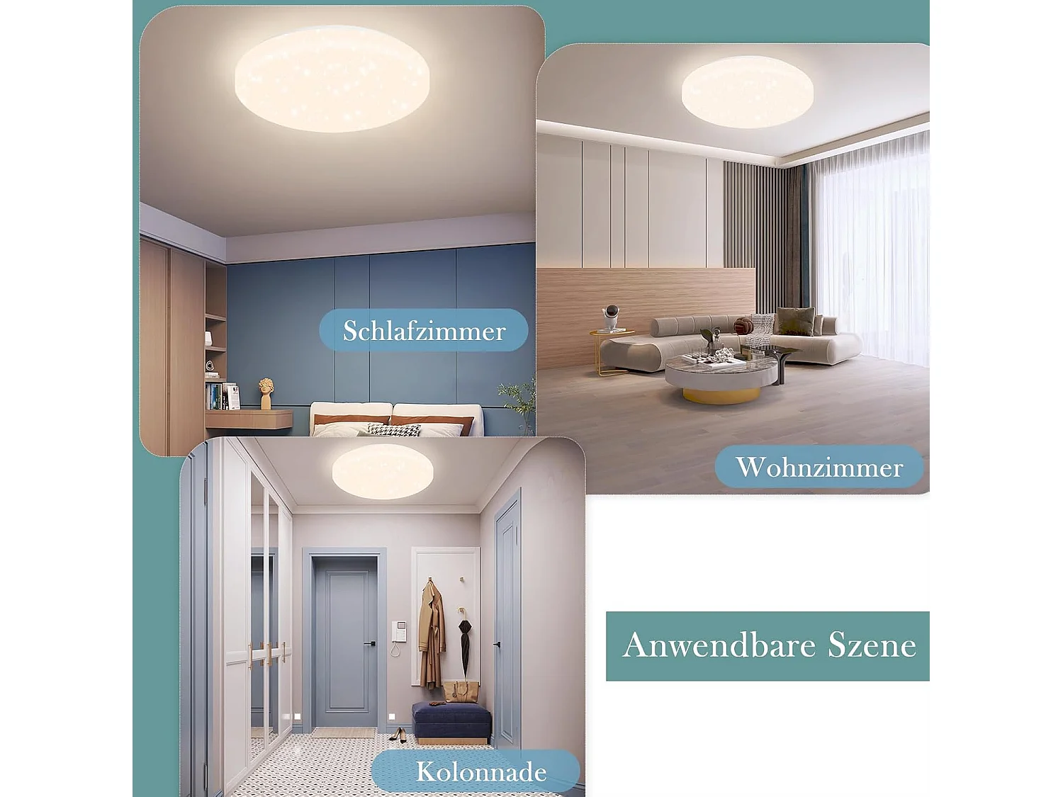 ZMH Plafonnier LED Ciel Étoilé Rond 15W Ø21cm Blanc Naturel 4000K  Pour Chambre Cuisine Bureau