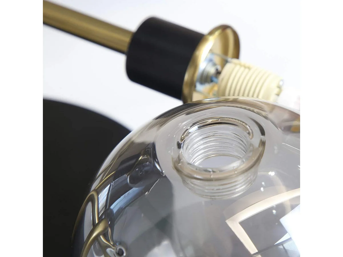 ZMH plafonnier 5 Lumières Vintage Verre Fumé Gris Métal G9 - Pour Salon Salle à Manger Cuisine (Sans Ampoules)