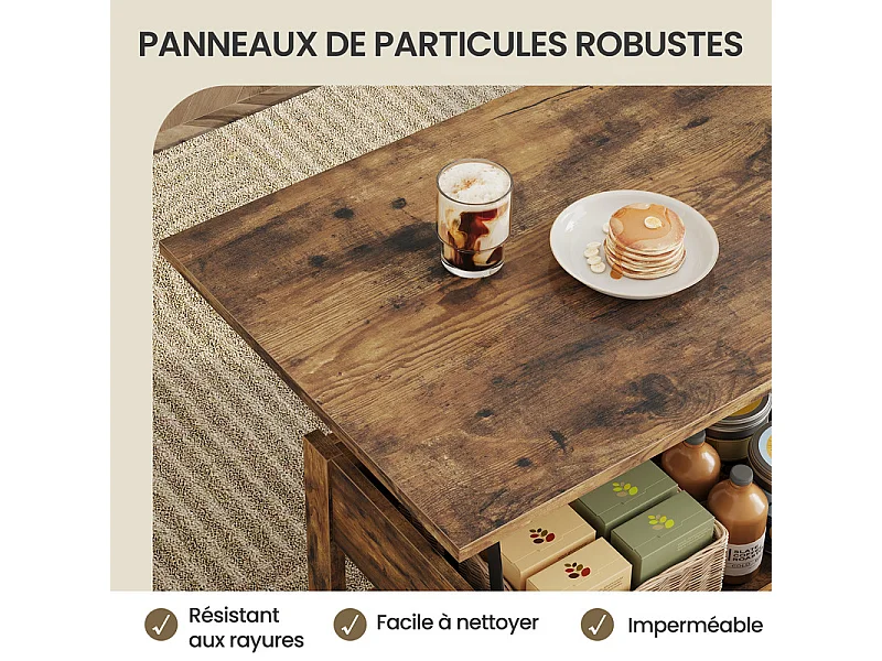 Table basse relevable HAVENLYHOME – Design moderne, rangement intégré – 49x104x46/62 cm – Marron