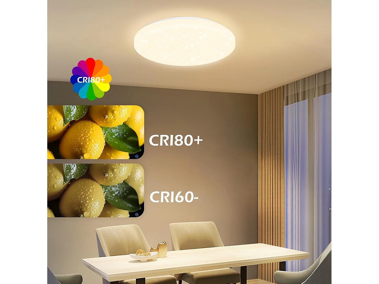 ZMH Plafonnier LED Ciel Étoilé Rond 15W Ø21cm Blanc Chaud 3000K  Pour Chambre Cuisine Couloir