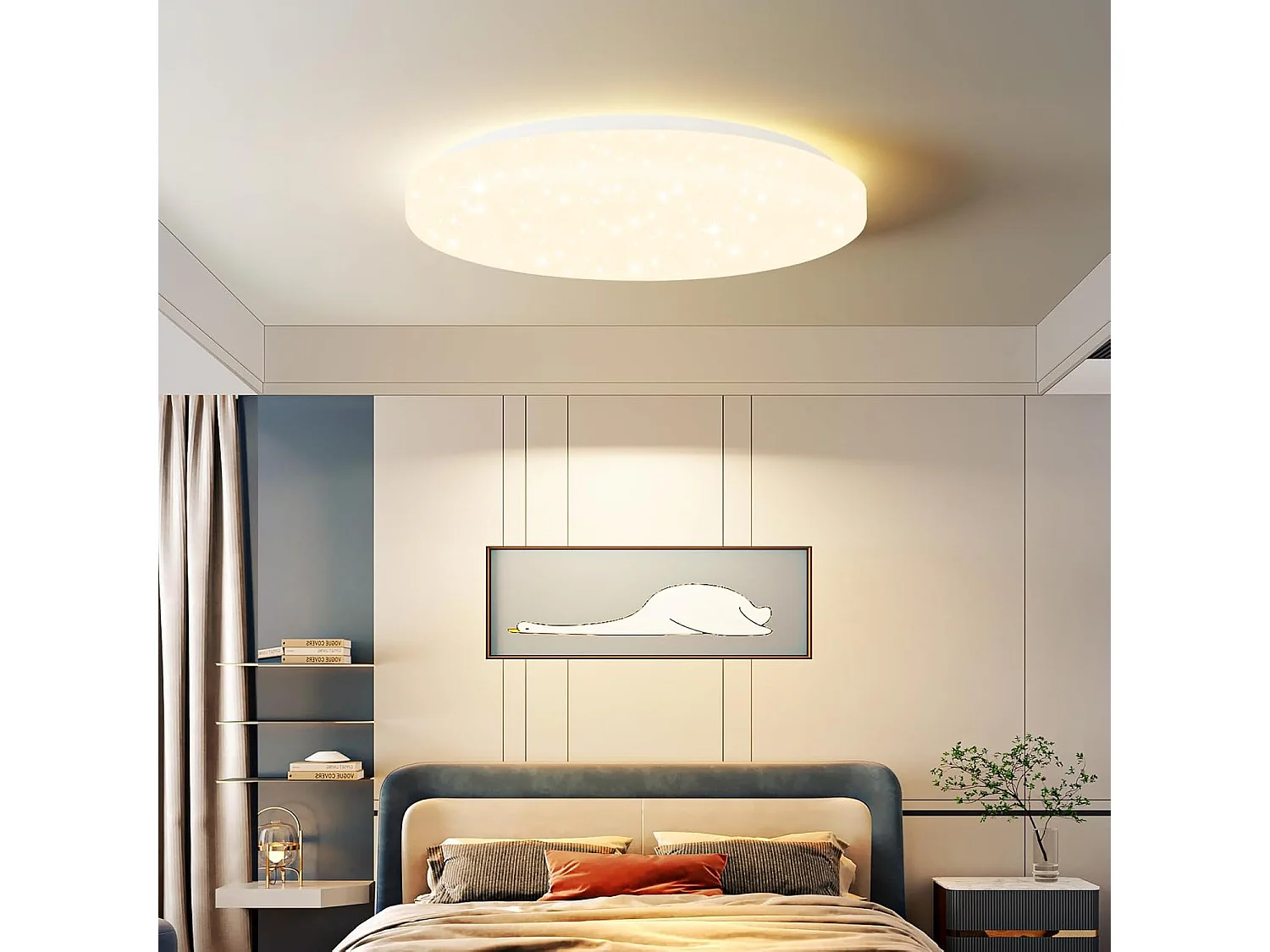 ZMH Plafonnier LED Ciel Étoilé Rond 15W Ø21cm Blanc Chaud 3000K  Pour Chambre Cuisine Couloir