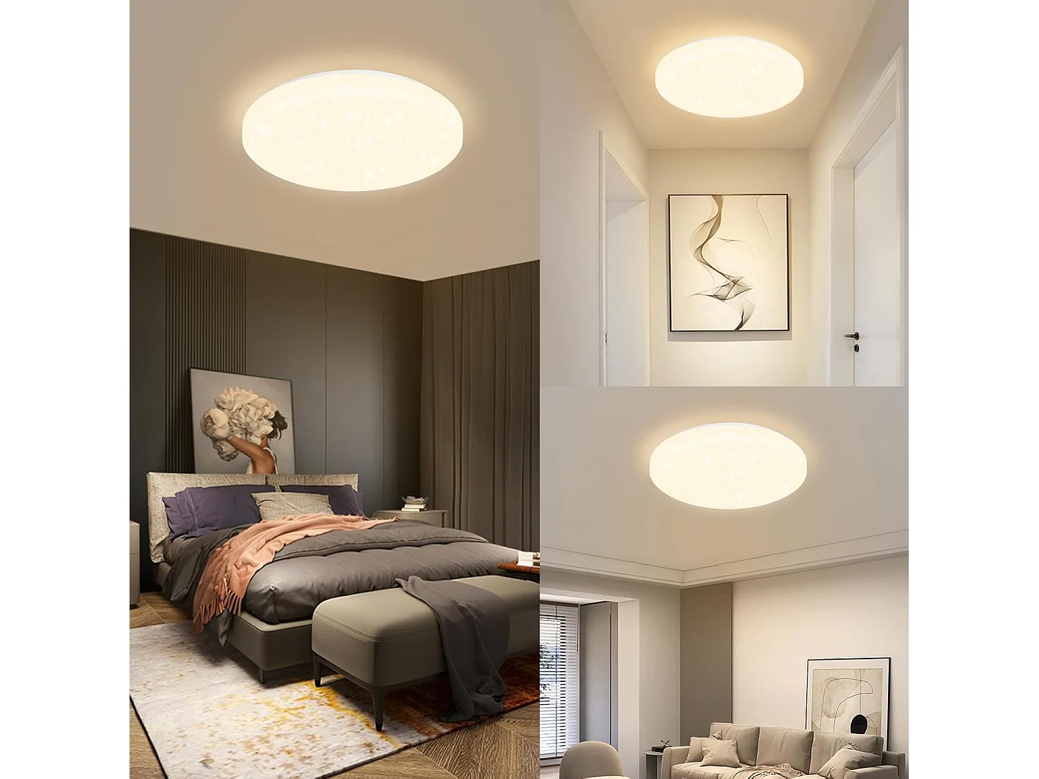 ZMH Plafonnier LED Ciel Étoilé Rond 15W Ø21cm Blanc Chaud 3000K  Pour Chambre Cuisine Couloir