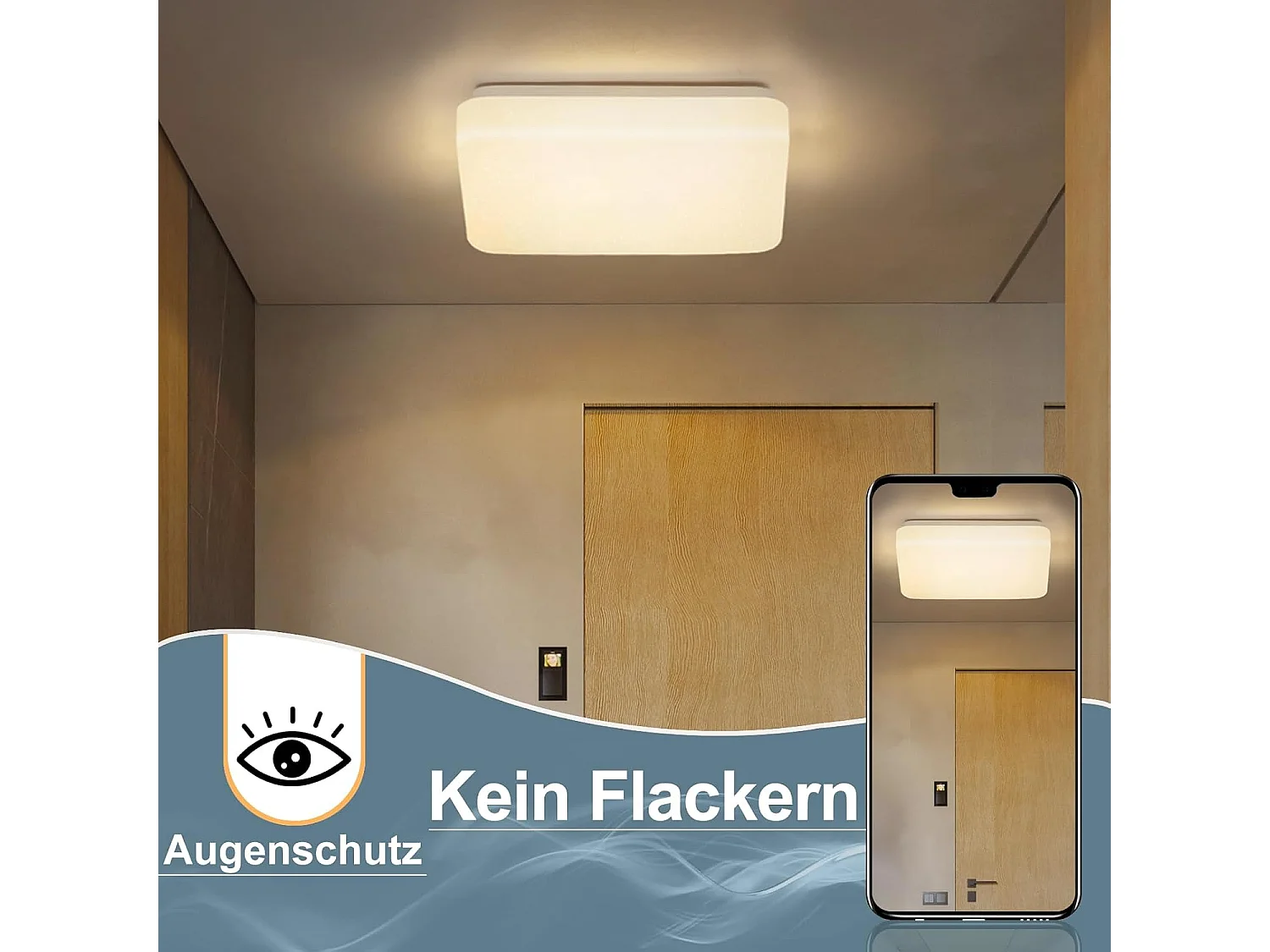 ZMH Plafonnier LED Ciel Étoilé Carré 15W 21cm Blanc Chaud 3000K Pour Chambre Cuisine Bureau