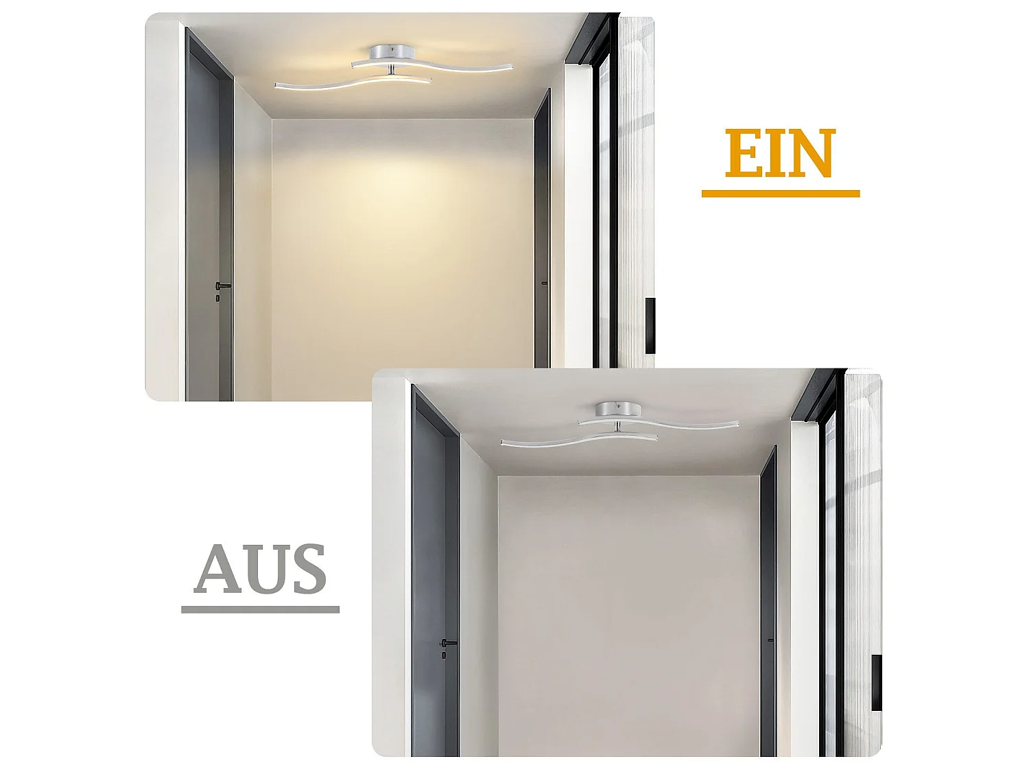 ZMH Plafonnier LED 12W Argent Design Vague 3000K Blanc Chaud Pour Salon Chambre Bureau Cuisine
