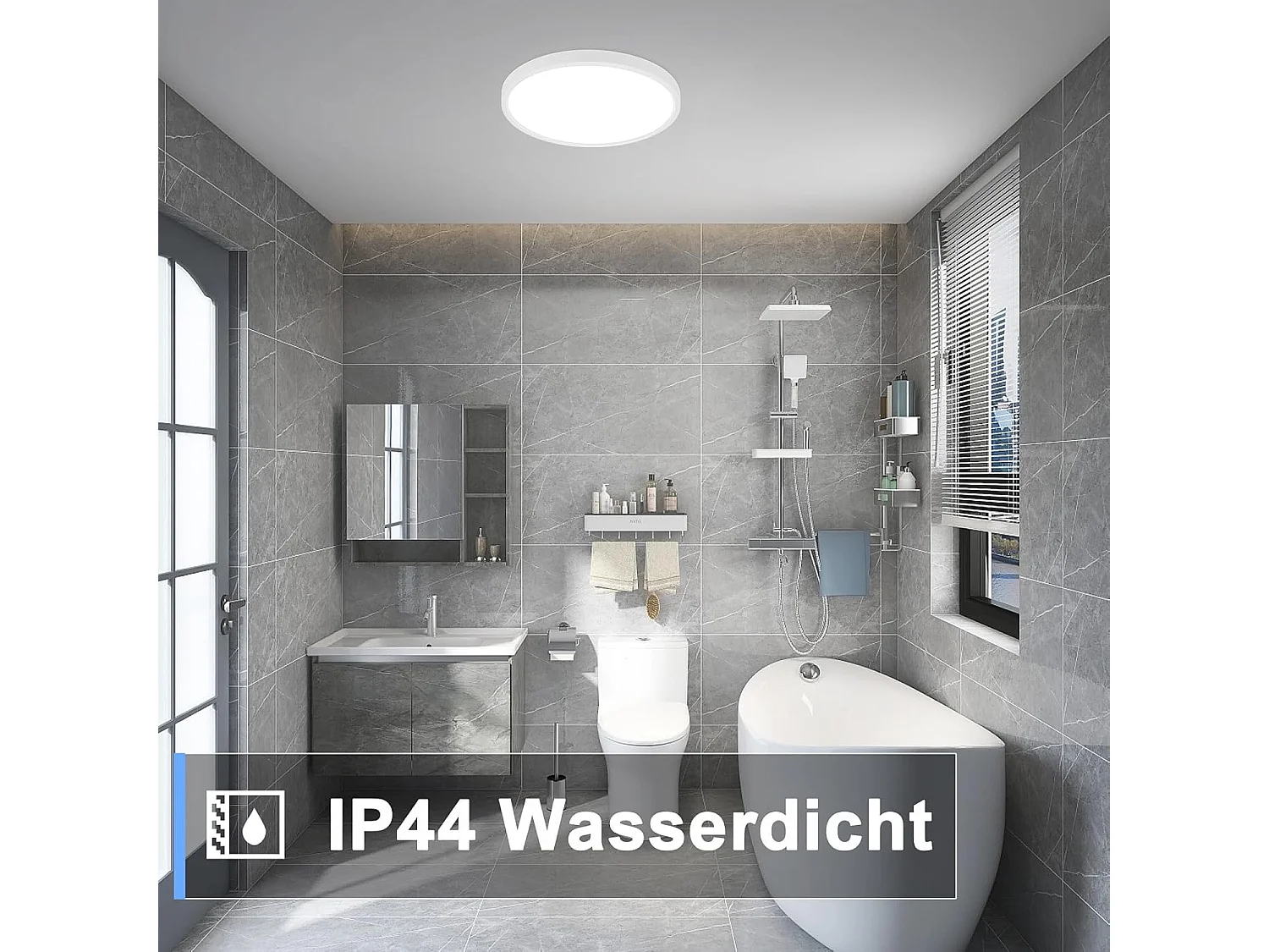 ZMH Plafonnier LED  ∅22 cm IP44 facile à monter soi-même avec les instructions de montage pour chambre à coucher