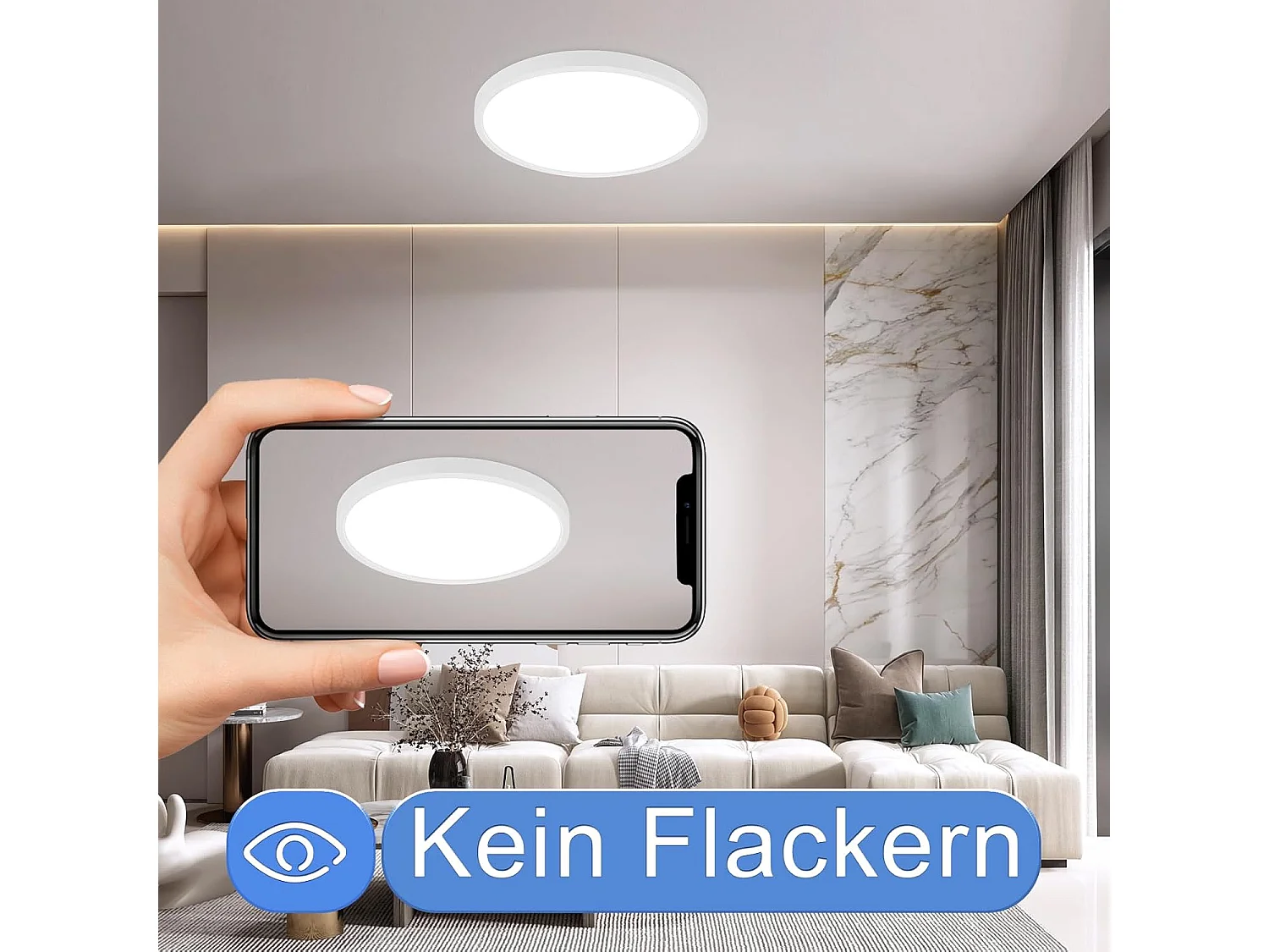 ZMH Plafonnier LED  ∅22 cm IP44 facile à monter soi-même avec les instructions de montage pour chambre à coucher