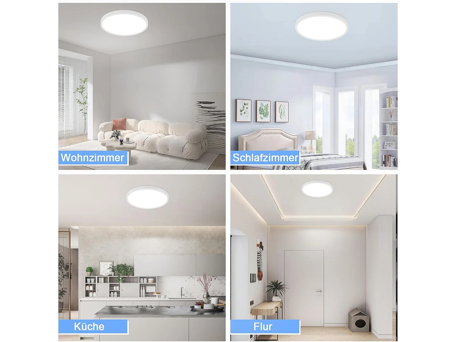 ZMH Plafonnier LED  ∅22 cm IP44 facile à monter soi-même avec les instructions de montage pour chambre à coucher