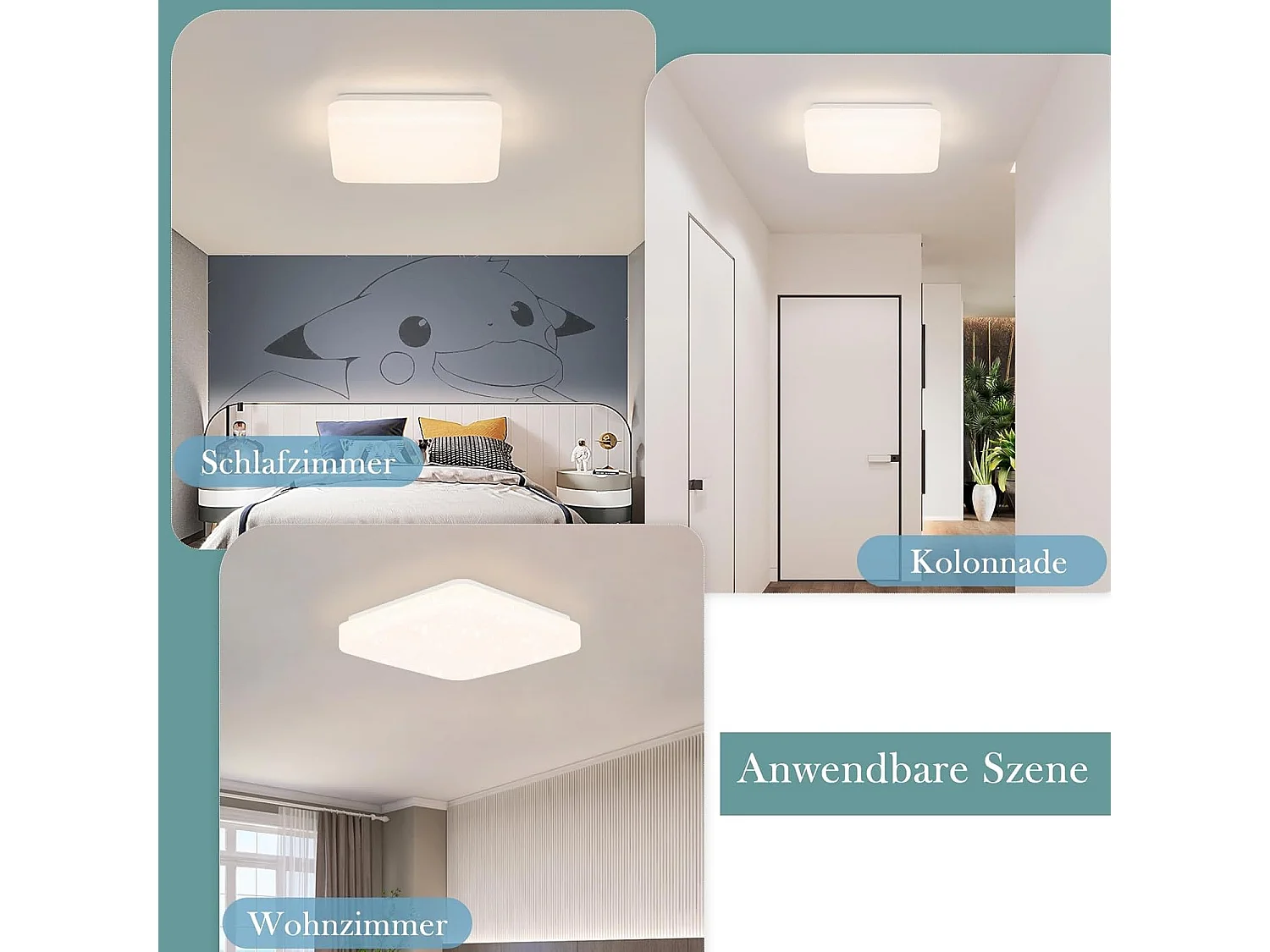 ZMH Plafonnier LED Ciel Étoilé Carré 15W 21cm Blanc Naturel 4000K Pour Chambre Cuisine Bureau