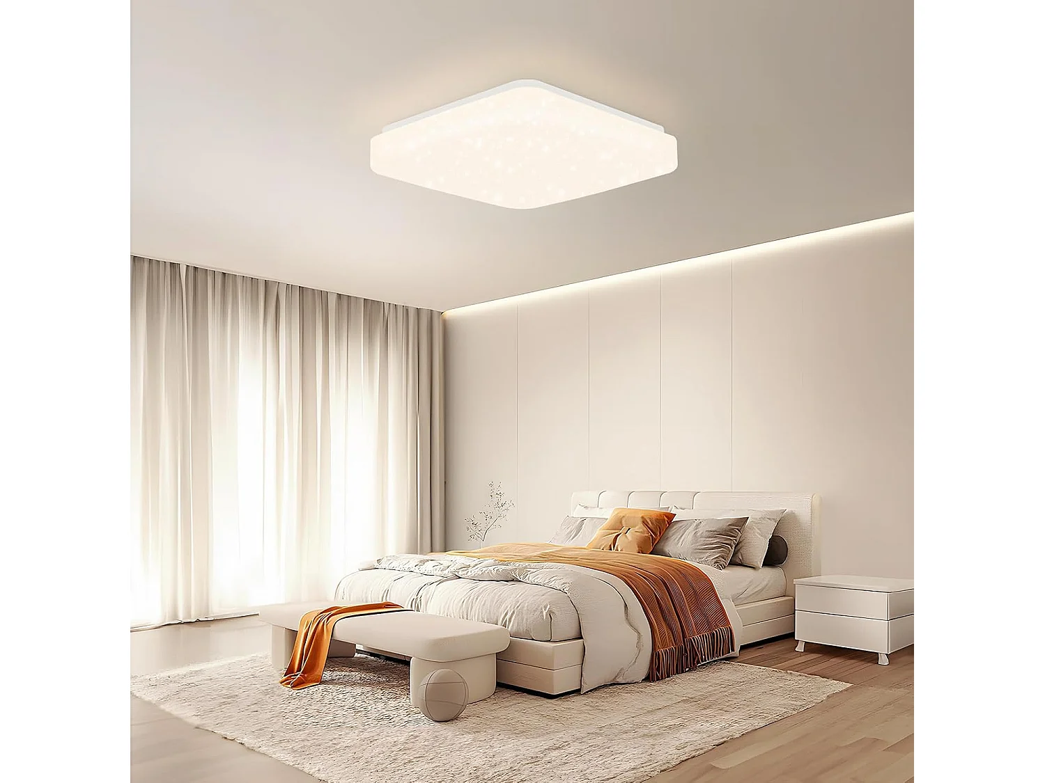 ZMH Plafonnier LED Ciel Étoilé Carré 15W 21cm Blanc Naturel 4000K Pour Chambre Cuisine Bureau