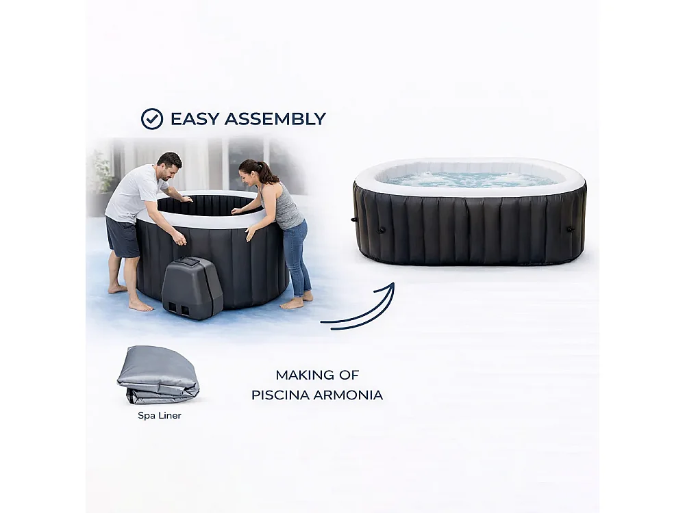 Tempo Style - Spa gonfiabile quadrata Armonia | Dimensioni 1.58 x 0.70 m