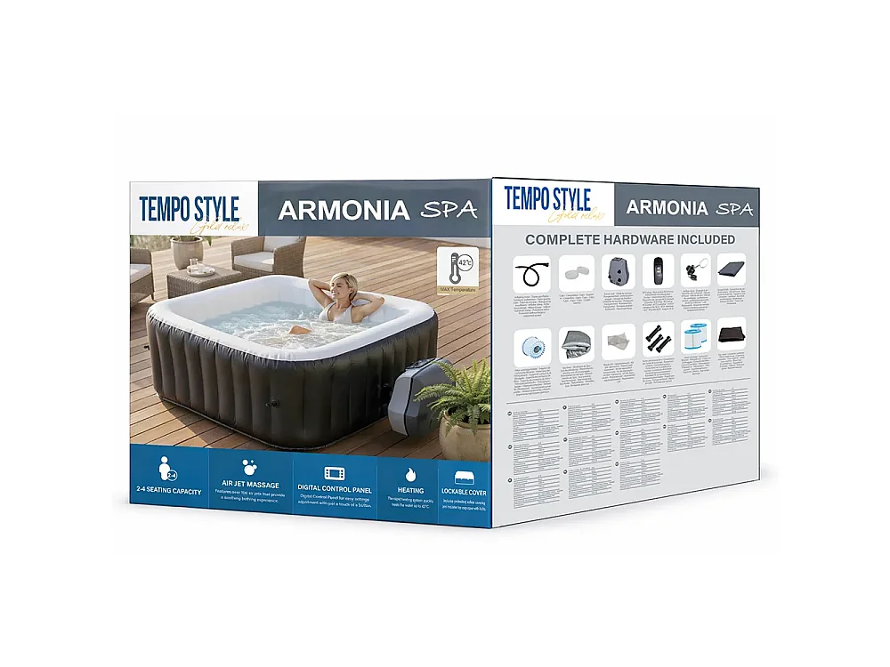 Tempo Style - Spa gonfiabile quadrata Armonia | Dimensioni 1.58 x 0.70 m