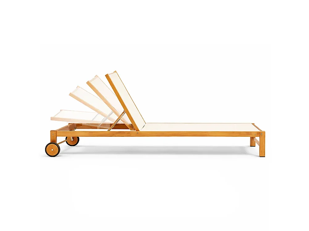 Tempo Style - Set 2 Lettini Prendisole Java in Legno Teak con Ruote  –  Beige