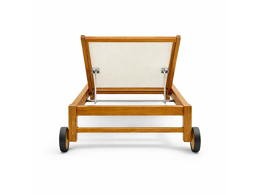 Tempo Style - Set 2 Lettini Prendisole Java in Legno Teak con Ruote  –  Beige