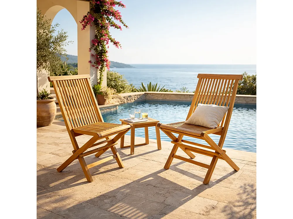 Tempo Style - Set di 2 Sedie Pieghevoli in Teak Pinta